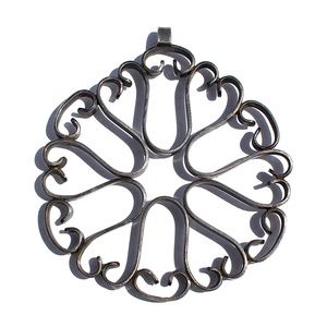 Vintage Sterling Silver Large Openwork Pendant